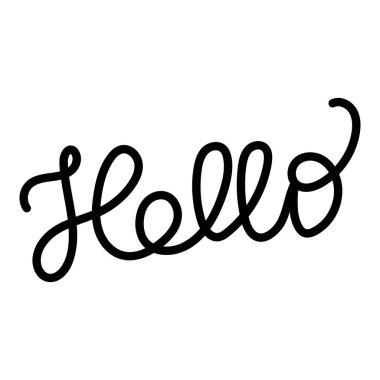 Dekoratif kartpostal. El yazması yazması. Merhaba doodle biçimi, metin biçiminde eğri çizgiler