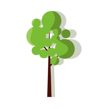 Yeşil ağaç, bahçeler ve ev tasarımları için bir ağaç. Resim ve ikon, yuvarlak şekilli yaprak döken ağaç.