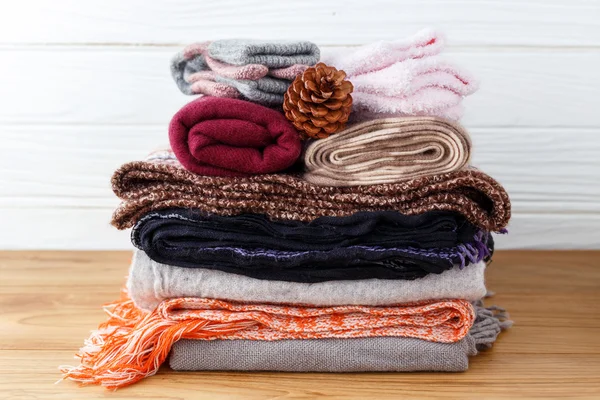 Winter clothing stack — Stock Photo, Image