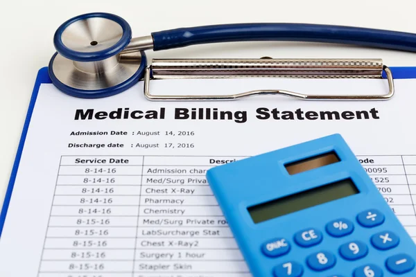 Medical bill with stethoscope — Stock Photo, Image