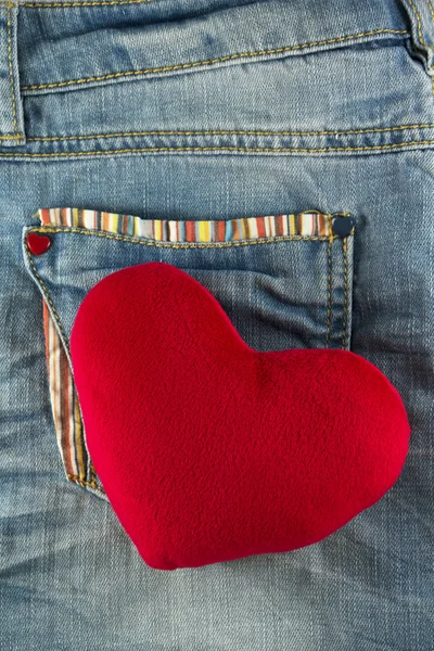 Love heart on jeans pocket — Stock Photo, Image