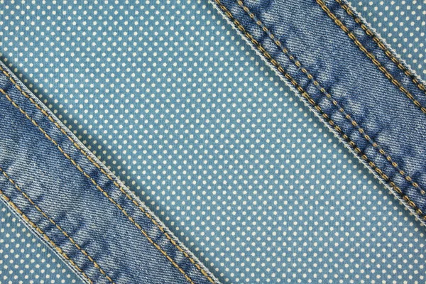 Jeans com ponto no fundo pano ponto azul — Fotografia de Stock