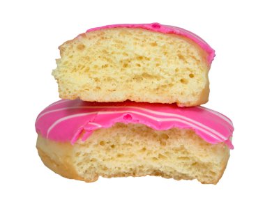 İzole üzerinde beyaz kesilmiş donuts