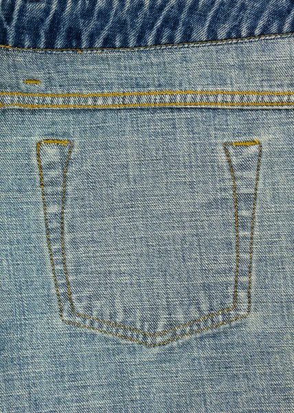 Jeans costura bolso dentro textura — Fotografia de Stock