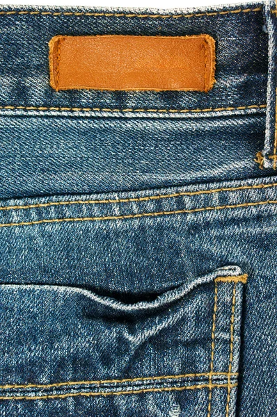 Jeans met lederen label en zak — Stockfoto