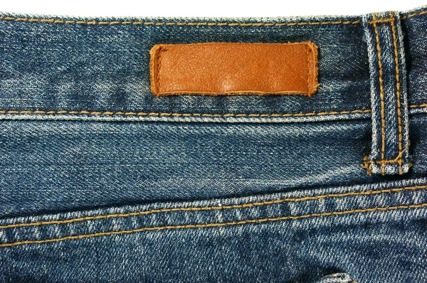 Kot pantolon deri etiket doku ile — Stok fotoğraf