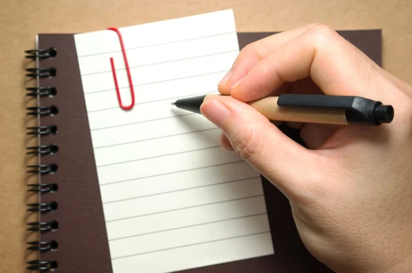 Hand holding pen for writing Stock Photo