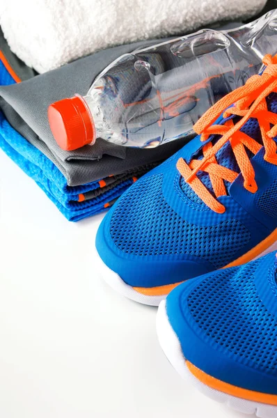 Fitness accessories with running shoes — Stock Photo, Image