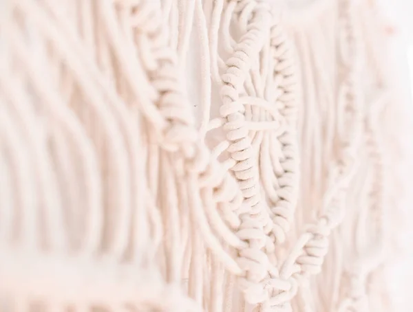 Handgemaakte Macrame Patroon Een Fragment Van Een Wandpaneel Boho Stijl — Stockfoto