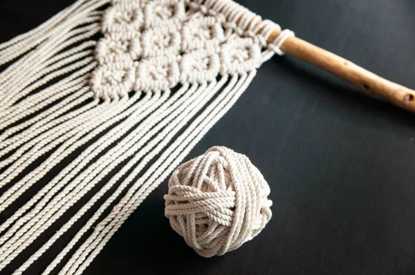 Decoratieve Handgemaakte Stijlvolle Katoen Macrame Decoratie Hobby Interieur Voor Opknoping — Stockfoto