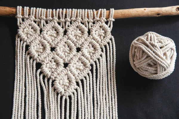 Decoratieve Handgemaakte Stijlvolle Katoen Macrame Decoratie Hobby Interieur Voor Opknoping — Stockfoto