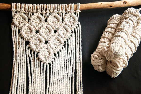 Decorativa Artesanal Elegante Algodão Macrame Decoração Hobby Interior Para Pendurar — Fotografia de Stock