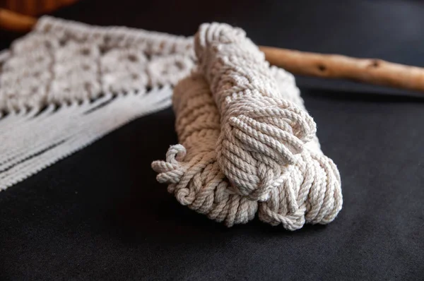 Decoratieve Handgemaakte Stijlvolle Katoen Macrame Decoratie Hobby Interieur Voor Opknoping — Stockfoto