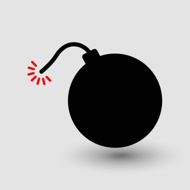 Beyaz arkaplanda izole edilmiş bomba ikonu vektör illüstrasyonu. Boom sembolü.