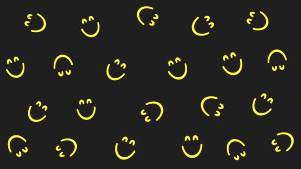 Feliz sonrisa iconos patrón de fondo animado. — Vídeo de stock