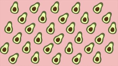 Soyut arkaplan. Avokado hareketi animasyonu. Yaz döngüsü. Hareket grafikleri. 4k