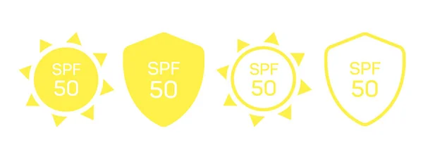 WebUV-Strahlung Sonnenschutzsymbol. Solar-UV-Strahlung Logo 50spf. — Stockvektor