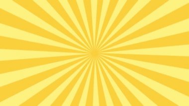Sarı güneş patlaması radyal arka plan animasyonu. Renkli Pop Motion videosu. 4K