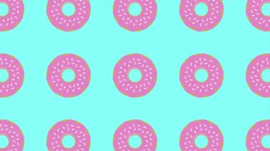 Gerçekçi pembe çörekler kusursuz bir şekilde çevrilebilen minimalist kapak görüntüleridir. 4k video
