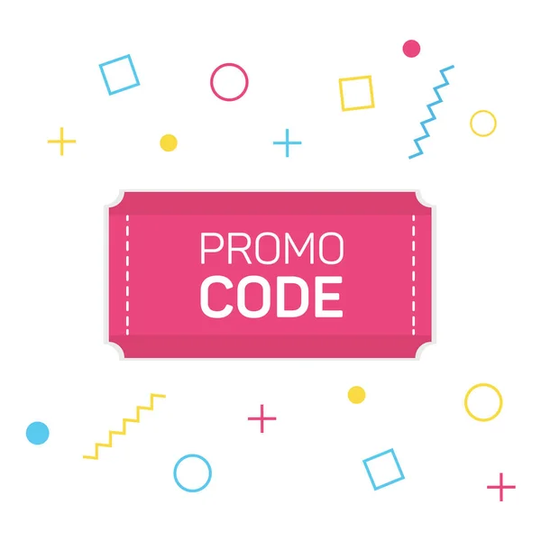 Promocode, Gutscheincode. Flache Vektor-Set-Design-Illustration auf buntem Hintergrund. — Stockvektor