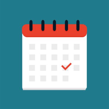 İşaretli resimli takvim. Program, tarih, planlayıcı. Vektör illüstrasyonu