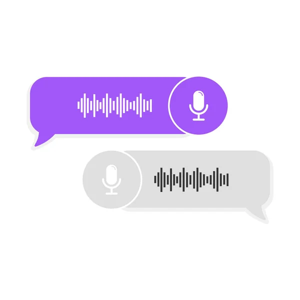 Значок пузыря голосовых сообщений со звуковой волной и микрофоном. Переписка голосовых сообщений. Векторная иллюстрация в современном стиле. — стоковый вектор