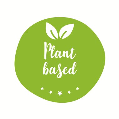 Bitki temelli vejetaryen rozet ikonu. Uygun vejetaryen sembolü logo yaprağı işareti.