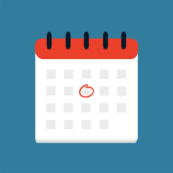 Kalendersymbol und roter Kreis. Zeitplan, Datum, Planer. Vektorillustration. — Stockvektor