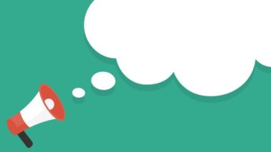 Megafon konuşma balonu geliyor. Megafon bayrağı. Web tasarımı. Hareket grafikleri. 4k
