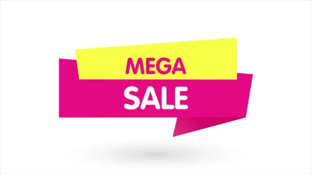 Mega venda, oferta loja oferta banner etiqueta vara loja promoção. Animação em banner. Gráficos de movimento. 4k — Vídeo de Stock