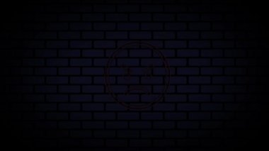Parlayan neon hattı kızgın gülümseme simgesi siyah arkaplanda izole edildi. Duygusal yüz ifadesi. 4K Video