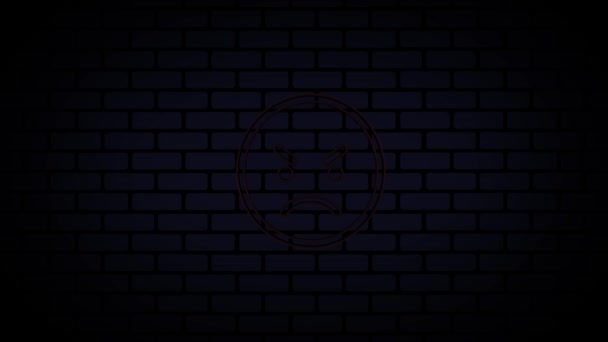 Ligne de néon lumineux icône sourire en colère isolé sur fond noir. Visage émoticône. Vidéo 4K — Video