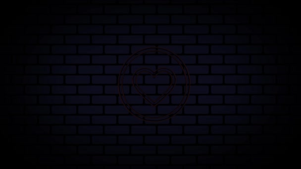 Heart neon glödande linje ikon isolerad på svart bakgrund. Rörelse grafisk animation. 4K — Stockvideo