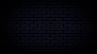 Siyah arkaplanda izole edilmiş halka simgesinde parlayan neon çizgisi ünlem işareti. Tehlike uyarısı, dikkat, dikkat, tehlike uyarısı önemli. 4K Video.