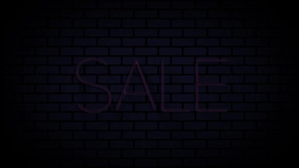 Neon försäljning tecken visar rabatter, erbjudanden eller kampanjer för produkter. 4k — Stockvideo