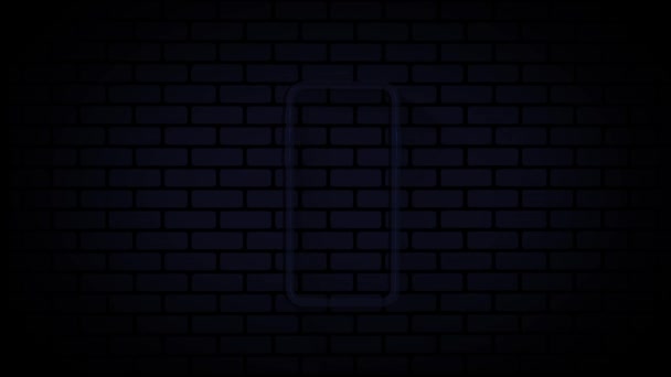 Glödande neon line Smartphone mobiltelefon ikon isolerad på svart bakgrund. 4K — Stockvideo