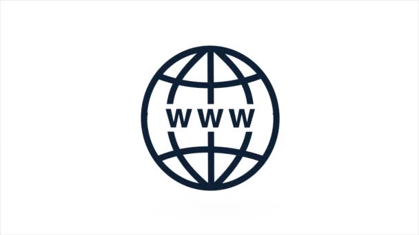 World Wide Web concepto globo 3d icono. Símbolo web Planet. Icono del planeta con signo de la web mundial. Negocios, tecnología, internet — Vídeos de Stock