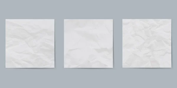 Textura de hoja de papel blanco arrugado. Fondo de papel arrugado. Vector — Vector de stock