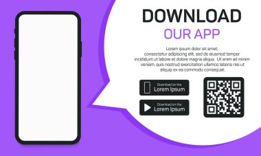 Dükkandan telefona uygulamayı indir. Uygulama indirmek için Qr kodu. Akıllı telefon uygulamasının reklamını yapmak. Kodu tara, düğmeye bas