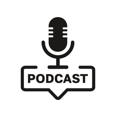 Podcast mikrofon. Moda tasarımı. Podcast radyo ikonu. Düz dizayn mikrofon. Podcast illüstrasyonunu kabul et. Vektör illüstrasyonu.