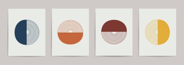 Soyut yaratıcı minimalist el boyası kompozisyon seti duvar dekorasyonu için idealdir, kartpostal ya da broşür tasarımı, vektör illüstrasyonu.