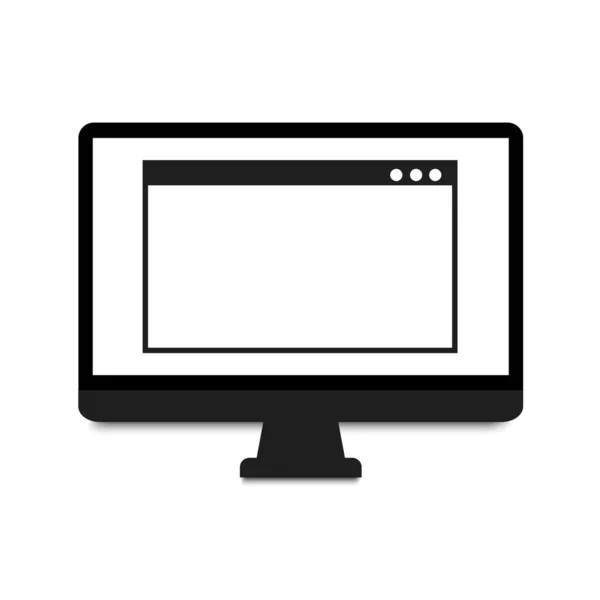Компьютерный монитор изолирован на белом фоне. Откройте пустой браузер. Простой, ровный стиль. Графическая векторная иллюстрация. — стоковый вектор