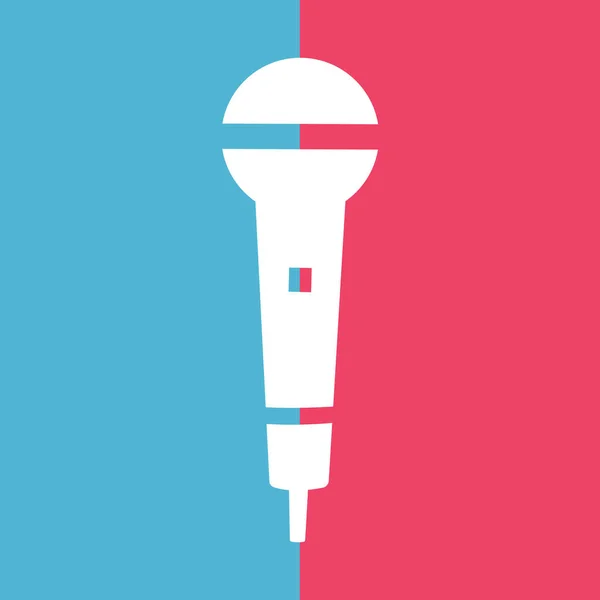 Значок аудио микрофона на синем и розовом фоне. Силуэт микрофона. Музыка, голос, иконка записи. Символ студии звукозаписи. Векторная иллюстрация. — стоковый вектор