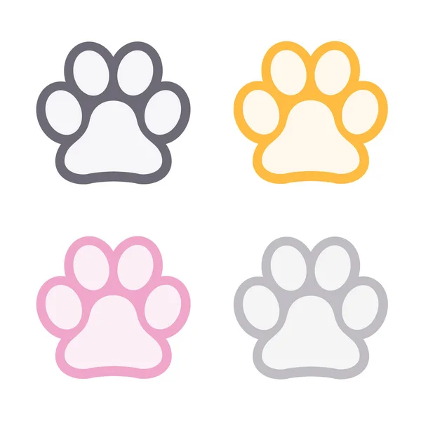 Impronta zampa di gatto. Impronta. Zampa colorata animale isolata su sfondo bianco. Illustrazione vettoriale. — Vettoriale Stock