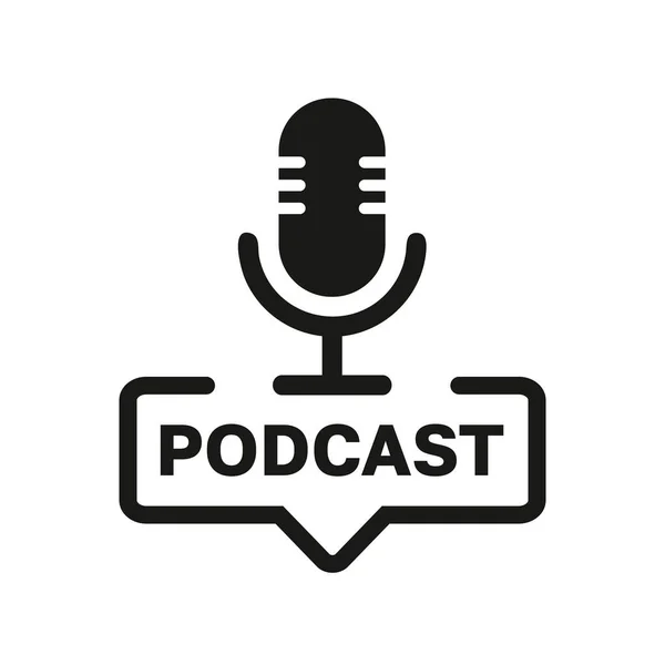 Een podcast microfoon. Trendy vormgeving. Podcast radio icoon. Platte ontwerp microfoon. Onderwerp Podcast illustratie. Vectorillustratie. — Stockvector