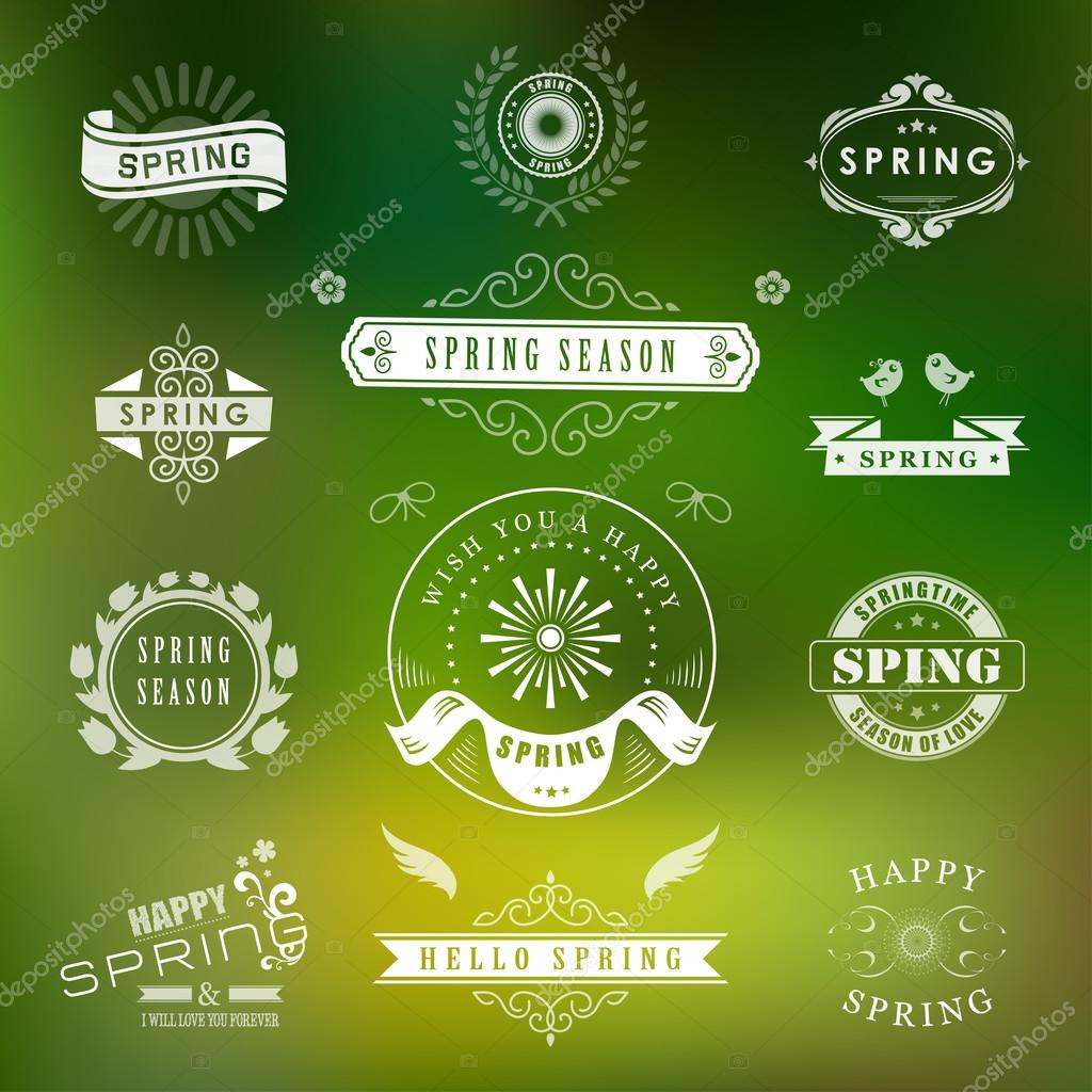 Happy Spring Typographic Design Set.