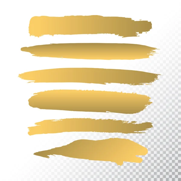 Uppsättning av guld penslar — Stock vektor