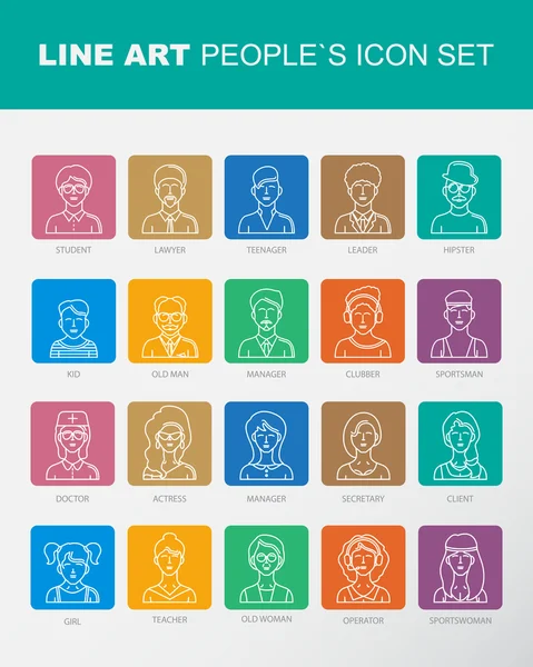 Iconos conjunto de personas avatares — Vector de stock