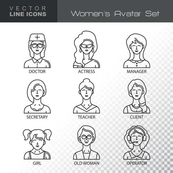 Icons set of people avatars — Stock Vector