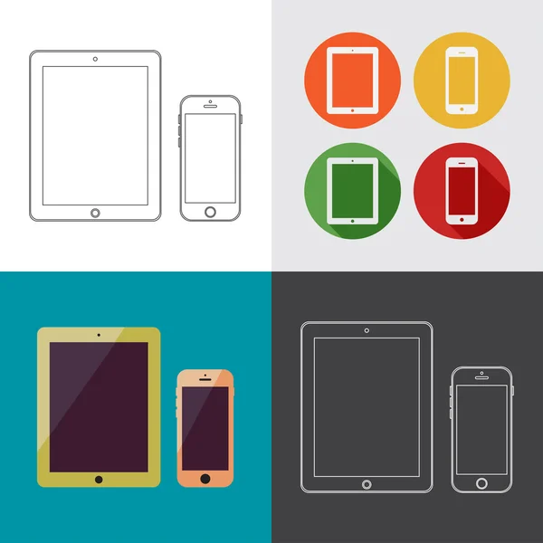 Beskriva ritning Smart tablett och telefon — Stock vektor